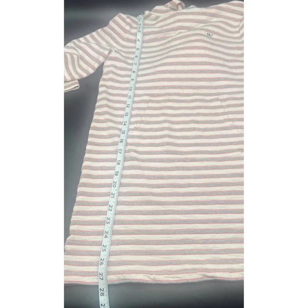 Vineyard Vines Girls Stripe Long Sleeve Knit Hooded Cover Up Dress Sz L‎ Coastal